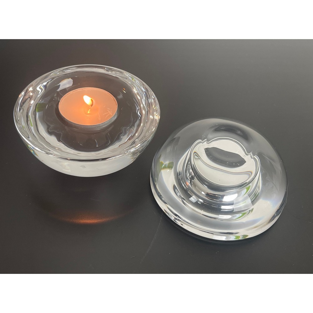 00419 - Set of 2 Clear Glass Tea Light Candle Holders Heavy Bowl Votive Holders‎ - Picture 2 of 11